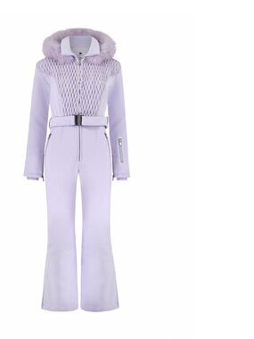 Lilac Quilted Fur-Trim Ski Suit